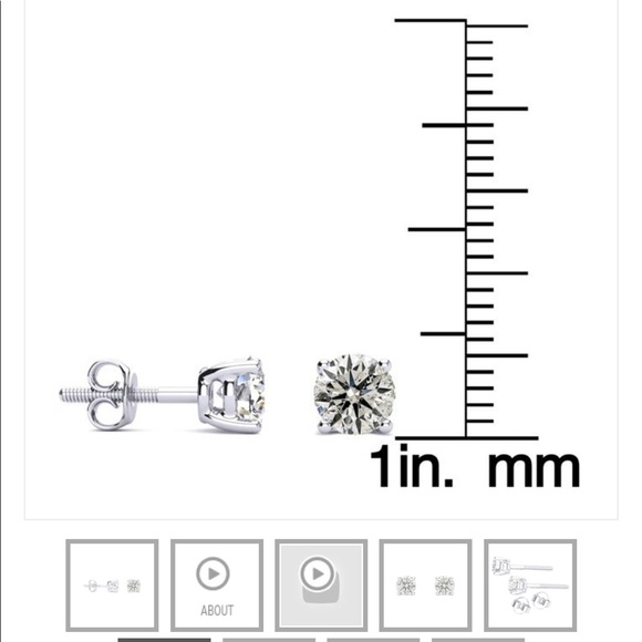 $3000 1 Carat natural Diamond Stud Earrings 14 Karat White Gold 1/2 carat each - Picture 8 of 14